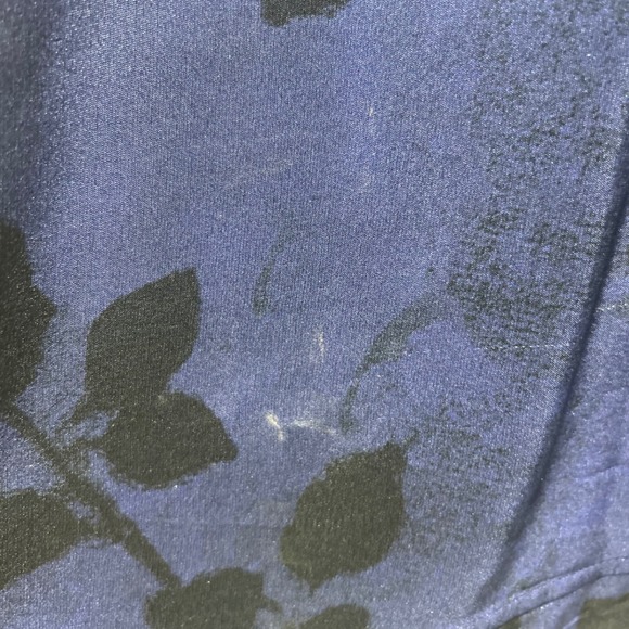 St John Silk Floral Navy Blue Black Button Front Tunic Top Blouse Shirt Small - Picture 9 of 10